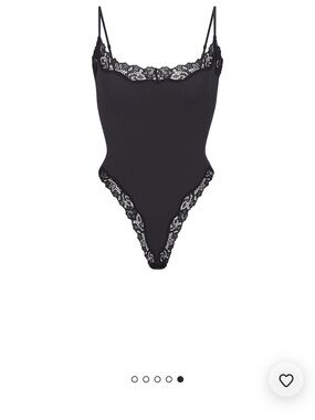 Skims Black Lace Trim Thong Bodysuit